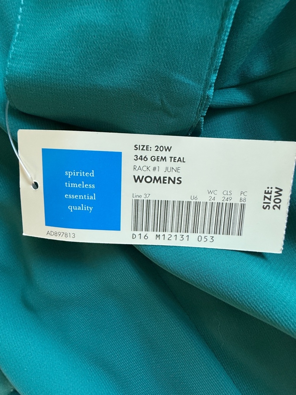 Covington NWT Women’s 20W 3/4 Notched Sleeve Teal Button-Front Blouse - Picture 6 of 12